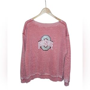 Ohio State Buckeyes Raw Neck Burnout Fleece Sweatshirt by chicka-d XL